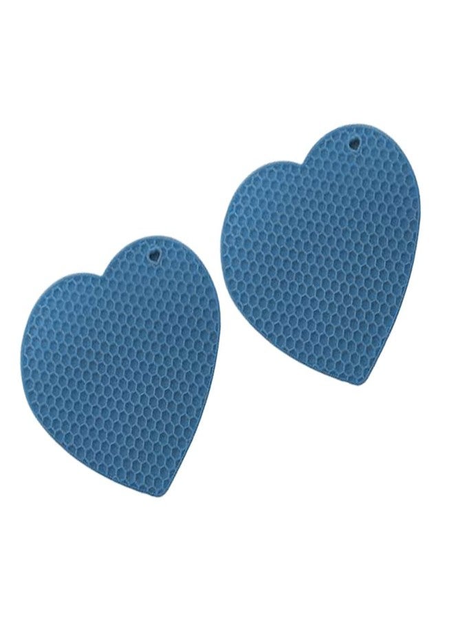 TASKHOUSE سيليكون على شكل قلب، مفارش للأواني الساخنة، قواعد أكواب سيليكون متعددة الأغراض، مفارش أكواب، فتاحة برطمانات، وحامل ملاعق (عبوة من قطعتين - طاووس) - Image 1